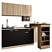 Respekta Miniküche Ingrid (Breite: 150 cm, Schwarz, Mit Bartisch, Mit Kochfeld + Mikrowelle) | BAUHAUS
