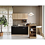 Respekta Miniküche Ingrid (Breite: 150 cm, Schwarz, Mit Bartisch, Mit Kochfeld + Mikrowelle) | BAUHAUS