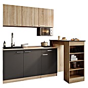 Respekta Miniküche Ingrid (Breite: 150 cm, Grau, Mit Bartisch, Mit Kochfeld + Mikrowelle) | BAUHAUS