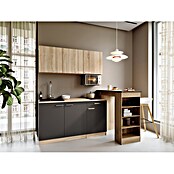 Respekta Miniküche Ingrid (Breite: 150 cm, Grau, Mit Bartisch, Mit Kochfeld + Mikrowelle) | BAUHAUS