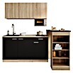 Respekta Miniküche Ingrid (Breite: 150 cm, Schwarz, Mit Bartisch, Mit Kochfeld + Mikrowelle) | BAUHAUS