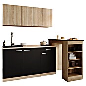 Respekta Miniküche Ingrid (Breite: 150 cm, Schwarz, Mit Bartisch, Mit Kochfeld) | BAUHAUS