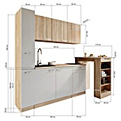 Respekta Küchenzeile Ingrid (Breite: 180 cm, Grau, Mit Bartisch, Mit Kochfeld) | BAUHAUS