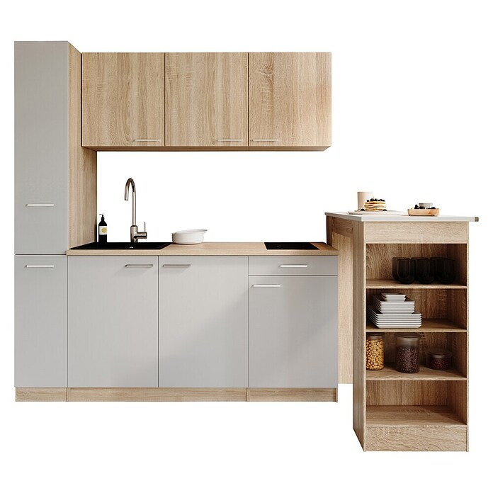 Respekta Küchenzeile Ingrid (Breite: 180 cm, Weiß, Mit Bartisch, Mit Kochfeld) | BAUHAUS