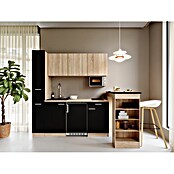 Respekta Küchenzeile Ingrid (Breite: 180 cm, Schwarz, Mit Bartisch, Mit Kochfeld + Kühlschrank + Mikrowelle) | BAUHAUS