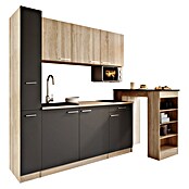 Respekta Küchenzeile Ingrid (Breite: 180 cm, Grau, Mit Bartisch, Mit Kochfeld + Mikrowelle) | BAUHAUS