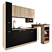 Respekta Küchenzeile Ingrid (Breite: 180 cm, Schwarz, Mit Bartisch, Mit Kochfeld + Mikrowelle) | BAUHAUS
