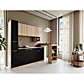 Respekta Küchenzeile Ingrid (Breite: 180 cm, Schwarz, Mit Bartisch, Mit Kochfeld + Mikrowelle) | BAUHAUS