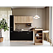 Respekta Küchenzeile Ingrid (Breite: 180 cm, Schwarz, Mit Bartisch, Mit Kochfeld + Mikrowelle) | BAUHAUS