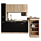 Respekta Küchenzeile Ingrid (Breite: 180 cm, Schwarz, Mit Bartisch, Mit Kochfeld + Mikrowelle) | BAUHAUS