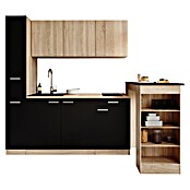 Respekta Küchenzeile Ingrid (Breite: 180 cm, Schwarz, Mit Bartisch, Mit Kochfeld) | BAUHAUS