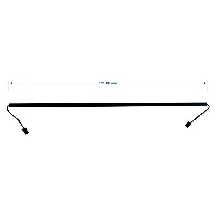 Direct Signs LED-Lichtleiste für Akustikpaneele - Länge: 53,5 cm, Lichtfarbe: RGB, 5 W, 24 V - Schwarze LED-Lichtleiste, 535 mm lang, mit integrierten Kabeln und Steckern an beiden Enden.