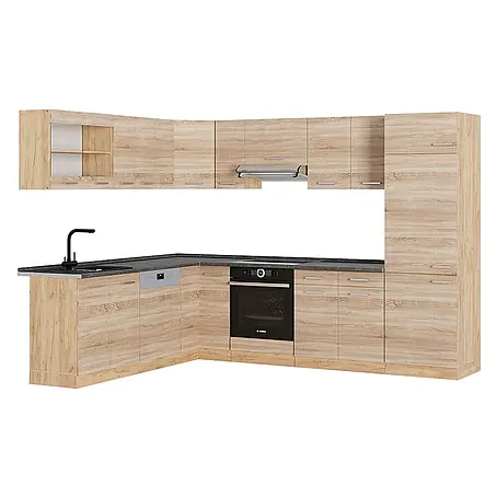Vicco  Eckküche R-Line Sonoma/Goldkraft Eiche, AP Anthrazit