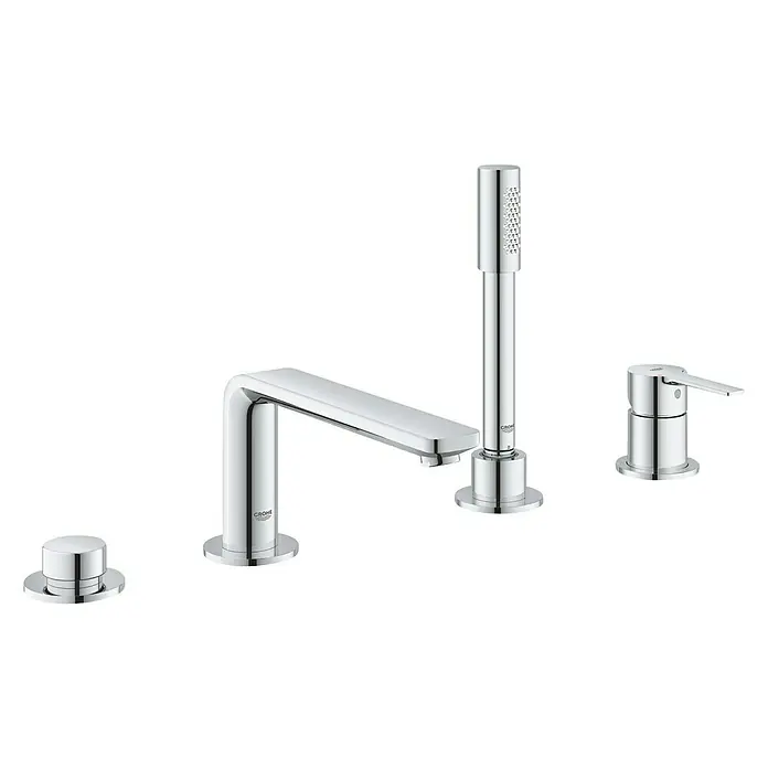 Grohe Lineare Badewannenrandarmatur - Chrom, Glänzend - Das Bild zeigt eine elegante Grohe-Armatur für die Badewanne, die mit ihrem minimalistischen Design und den glänzenden Chromoberflächen überzeugt.
