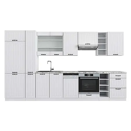Vicco  Küchenzeile Fame-Line Weiß Landhaus/Weiß, AP Marmor