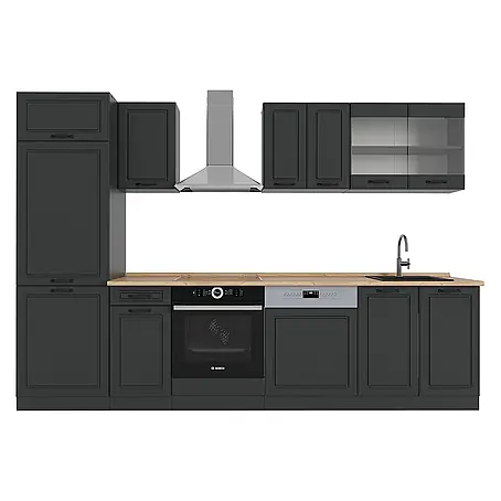 Vicco  Küchenzeile R-Line Anthrazit Landhaus/Anthrazit, AP Eiche