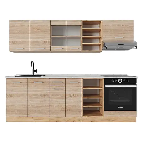 Vicco  Küchenzeile R-Line Sonoma/Goldkraft Eiche, AP Marmor