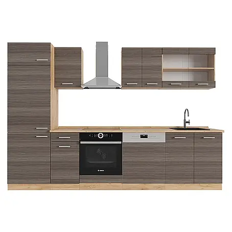 Vicco  Küchenzeile R-Line Edelgrau/Goldkraft Eiche, AP Eiche