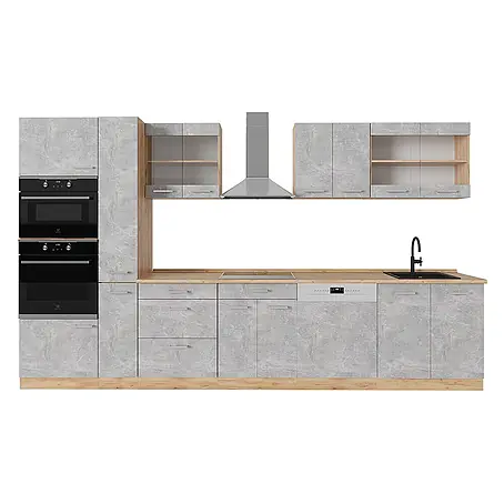 Vicco  Küchenzeile R-Line Beton/Goldkraft Eiche ohne Arbeitsplatte