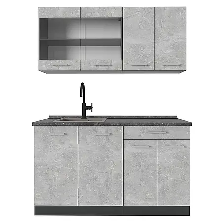 Vicco  Singleküche R-Line Beton/Anthrazit, AP Anthrazit