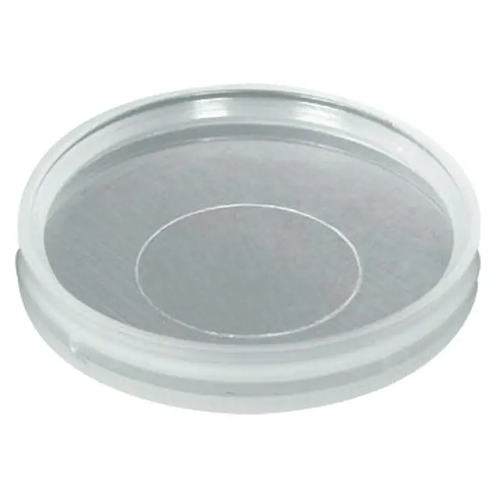 Stabilit Base para muebles protectora - Diámetro: 33 mm, Inserción, Plástico - Recipiente de plástico transparente redondo con tapa, ideal para guardar objetos pequeños o muestras.