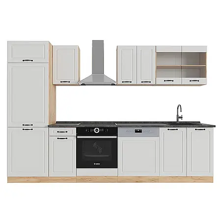 Vicco  Küchenzeile R-Line Weiß Landhaus/Goldkraft Eiche ohne Arbeitsplatte