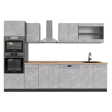 Vicco  Küchenzeile R-Line Beton/Anthrazit mit Hochschrank, ohne Arbeitsplatte