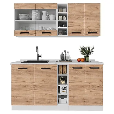 Vicco  Singleküche R-Line Goldkraft Eiche/Weiß AP Anthrazit