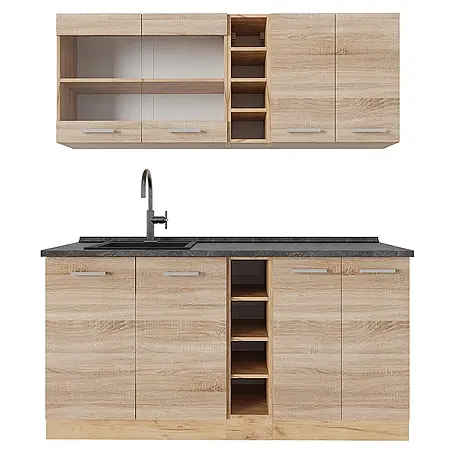 Vicco  Singleküche R-Line Sonoma/Goldkraft Eiche, AP Anthrazit