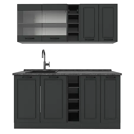 Vicco  Singleküche R-Line Anthrazit Landhaus/Anthrazit, AP Anthrazit