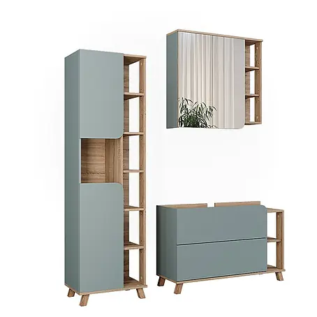 Vicco  Badmöbel-Set Karen Sonoma/Blau 3 Teile