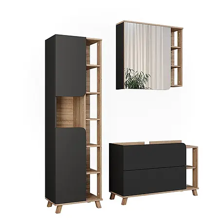Vicco  Badmöbel-Set Karen Sonoma/Anthrazit 3 Teile