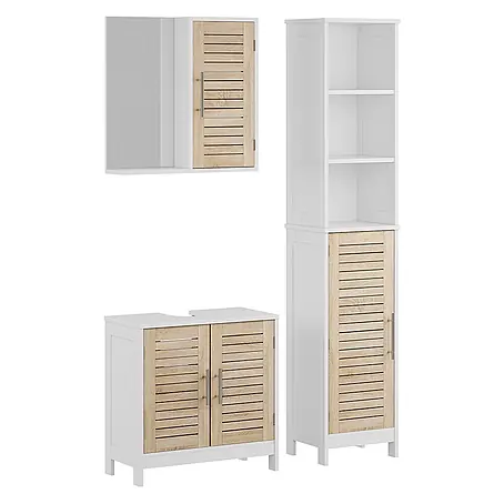 Vicco  Badmöbel-Set Looma Weiß/Eiche 3 Teile