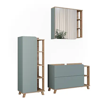 Vicco  Badmöbel-Set Karen Sonoma/Blau 3 Teile