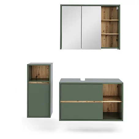 Vicco  Badmöbel-Set Viola Grün/Artisan 3 Teile