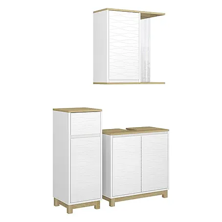 Vicco Badmöbel-Set Livia, Weiß/Eiche 60 cm