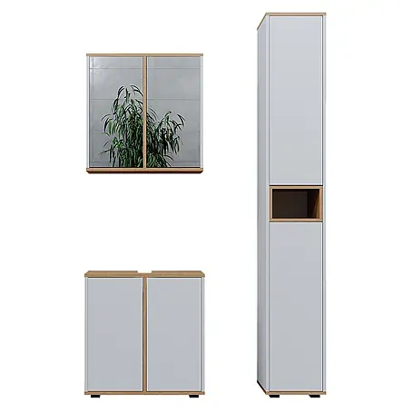 Vicco  Badmöbel-Set Didi Weiß/Artisan 3 Teile mit Hochschrank