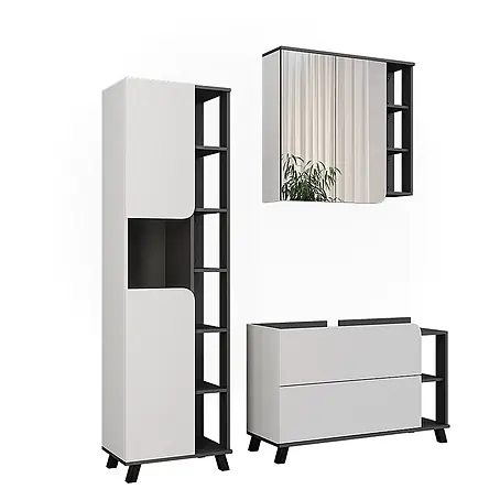 Vicco  Badmöbel-Set Karen Weiß/Anthrazit 3 Teile
