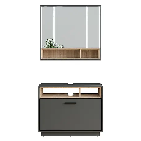 Vicco Badmöbel-Set Beatrice, Anthrazit/Sonoma 80 cm