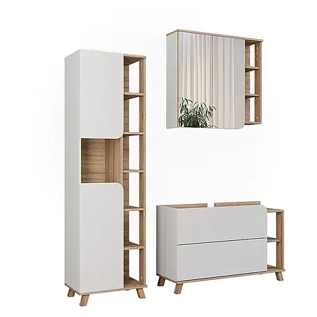 Vicco  Badmöbel-Set Karen Sonoma/Weiß 3 Teile