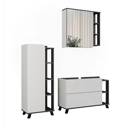 Vicco  Badmöbel-Set Karen Anthrazit/Weiß 3 Teile