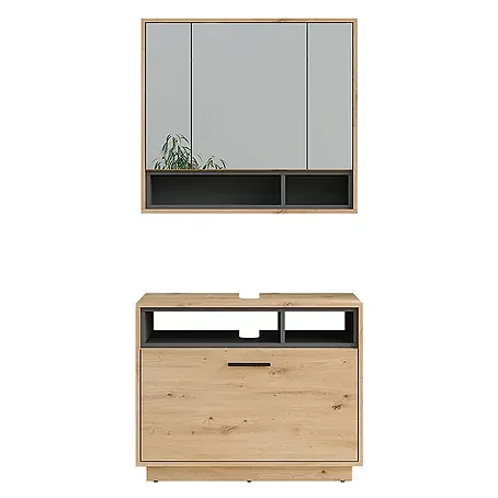 Vicco  Badmöbel-Set Beatrice Artisan Eiche/Anthrazit 2 Teile
