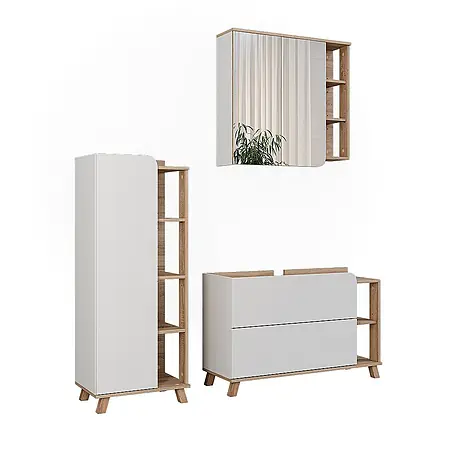 Vicco  Badmöbel-Set Karen Sonoma/Weiß 3 Teile