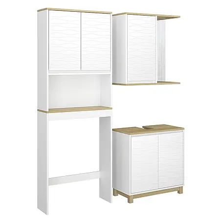 Vicco  Badmöbel-Set Livia Weiß/Eiche 3 Teile