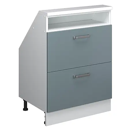 Vicco  Schrankküche R-Line Blau-Grau mit 2 Schubladen