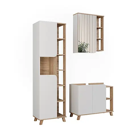 Vicco  Badmöbel-Set Karen Sonoma/Weiß 3 Teile