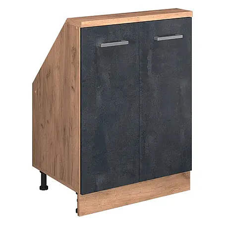 Vicco  Küchenleerblock R-Line Schwarz Beton mit 2 Türen