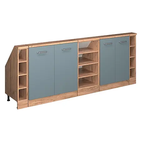 Vicco  Schrankküche R-Line Blau-Grau 5er Set