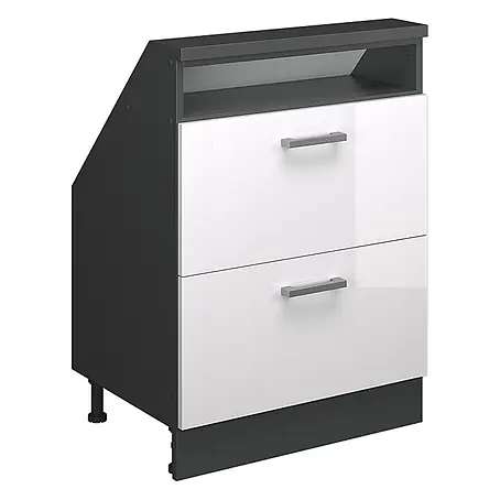Vicco  Küchenleerblock R-Line Weiß Hochglanz mit 2 Schubladen