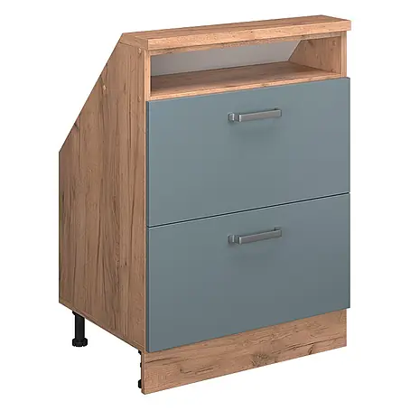 Vicco  Schrankküche R-Line Blau-Grau mit 2 Schubladen